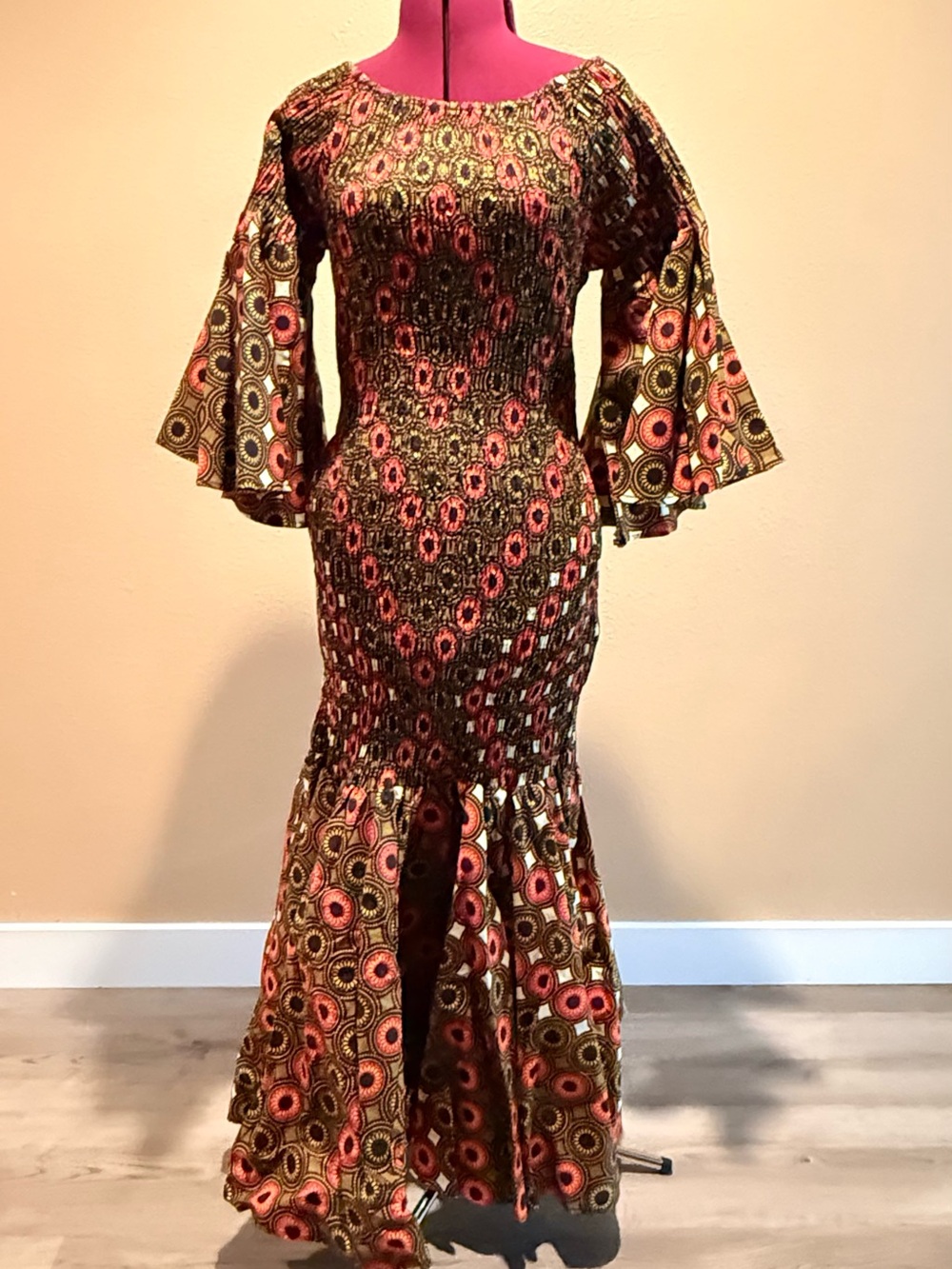 Chic Long Sleeve African Print Dress